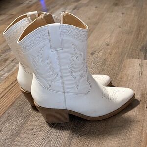 White Western Ankle Boots